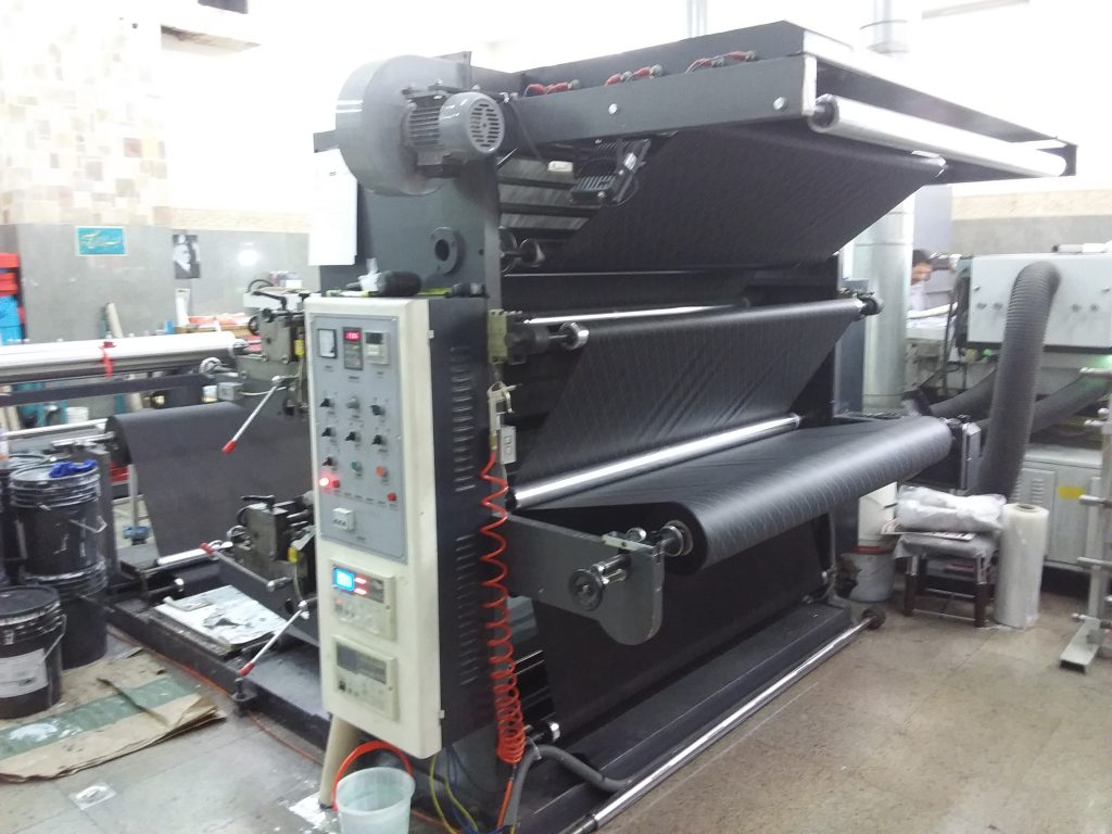 Flexo printing machine with a max printing width of 1600 mm.